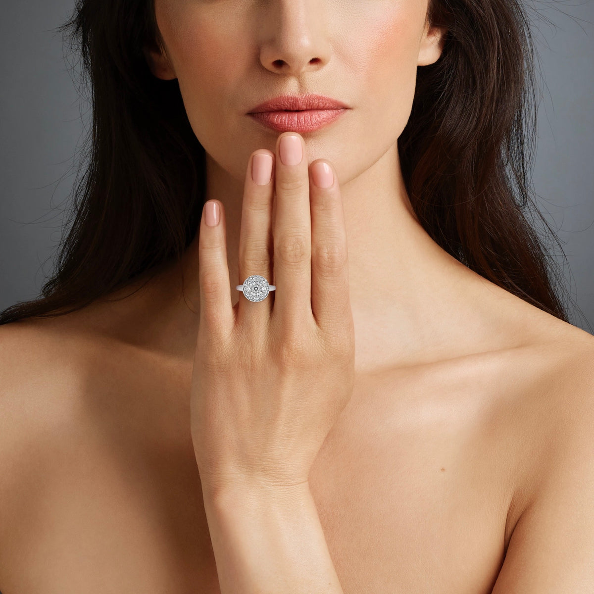 BUTTON MINI DIAMOND COCKTAIL RING