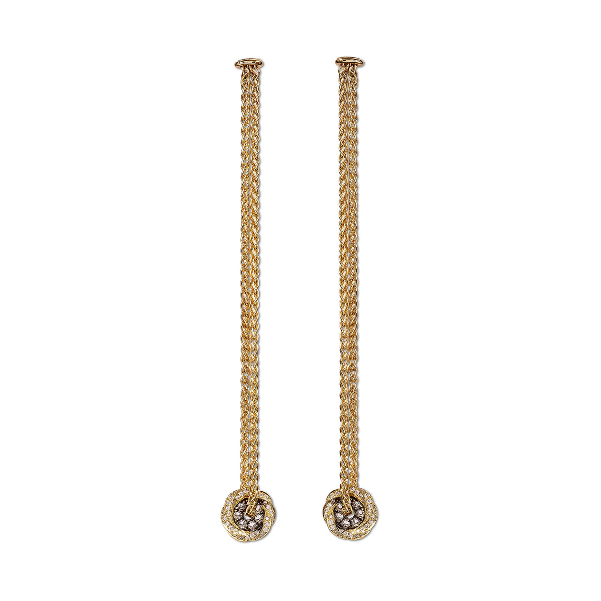 Vesper Orb Diamond  and Yellow Gold Drop Earrings