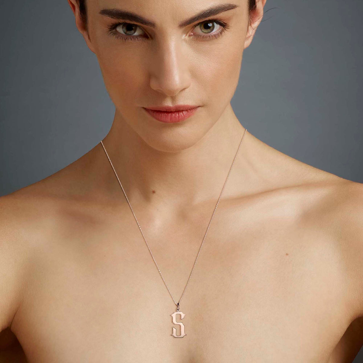 ELIZABETHAN ROSE GOLD LETTER PENDANT