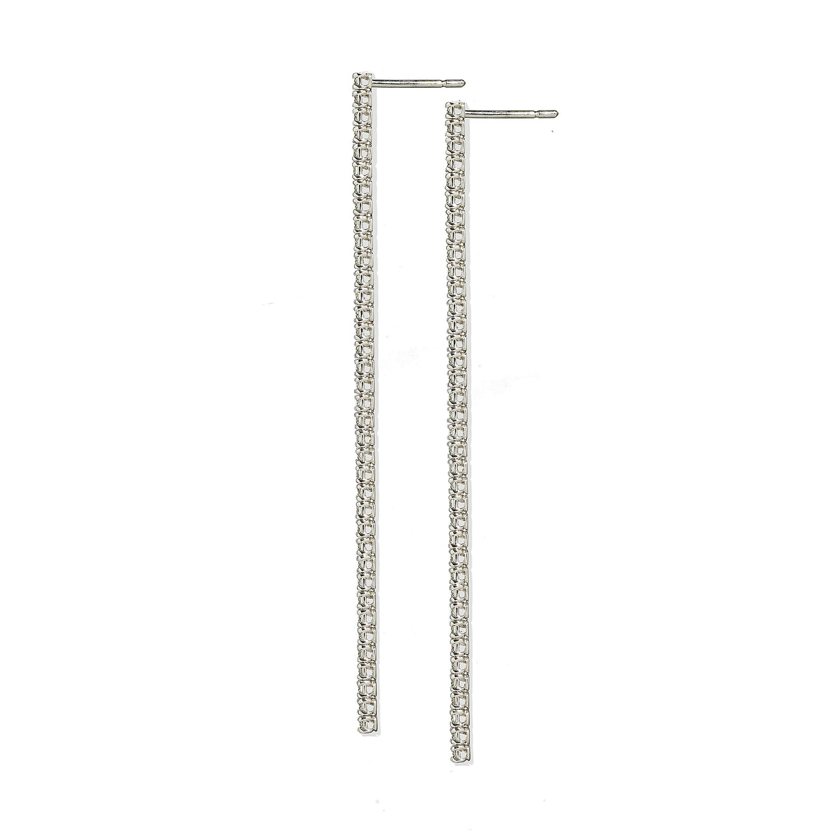 Thread White Gold and Diamond Drop Earrings