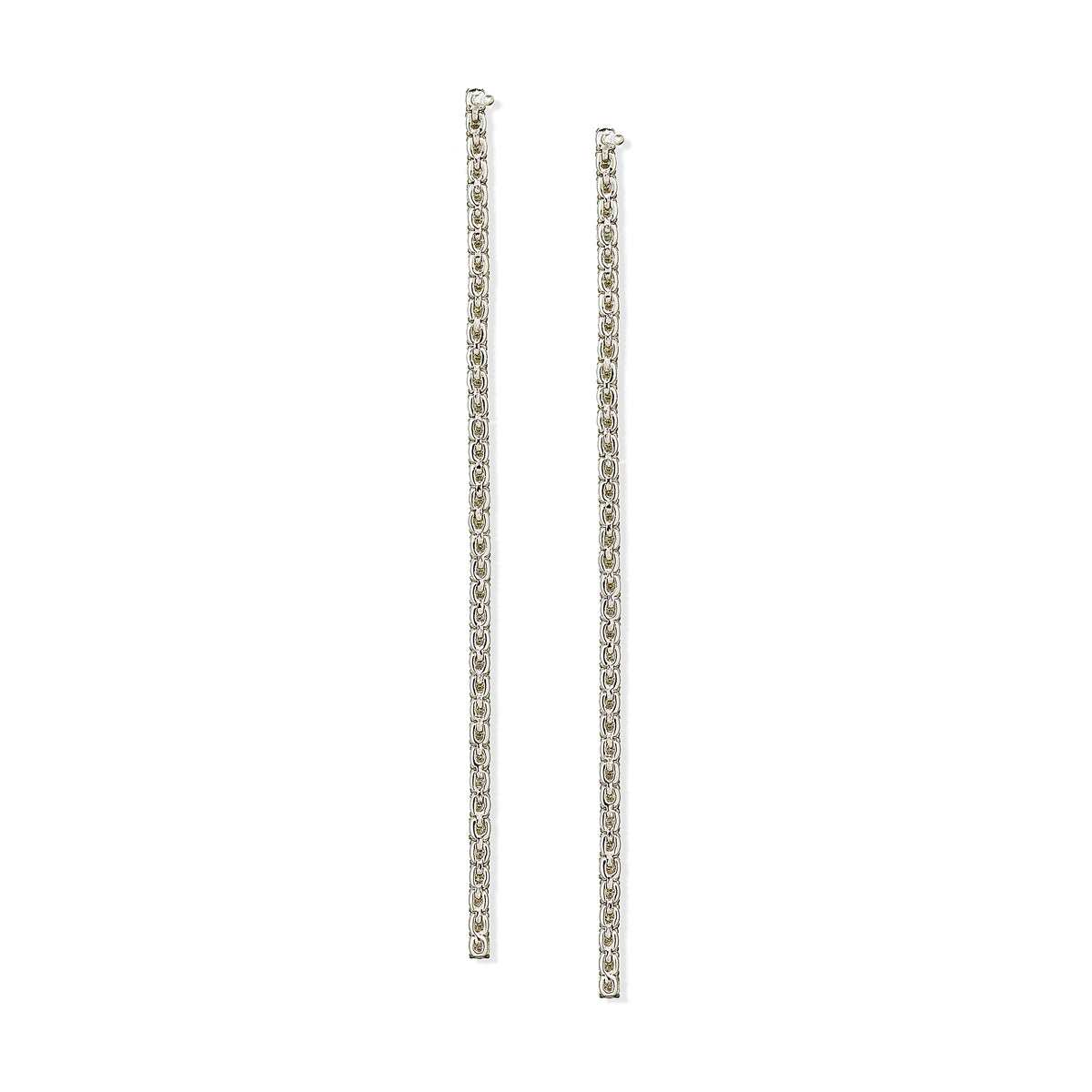 Thread White Gold and Diamond Drop Earrings