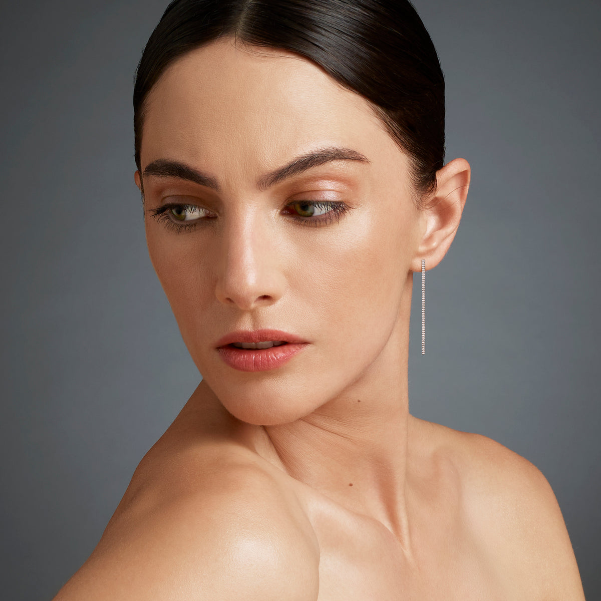 Thread White Gold and Diamond Drop Earrings