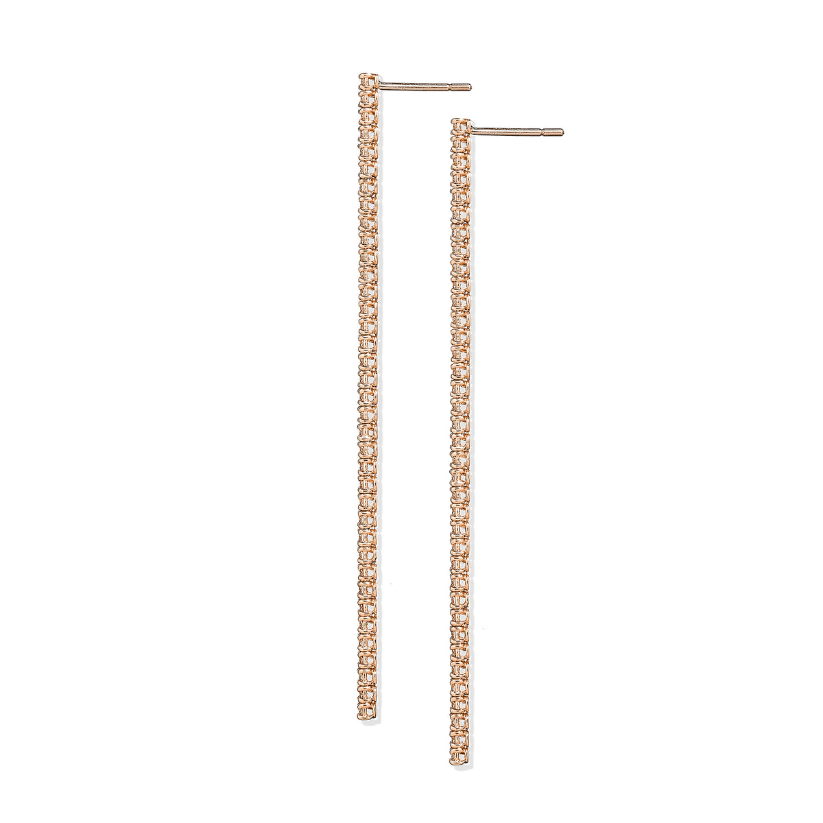 Thread Rose Gold and Diamond Drop Earrings