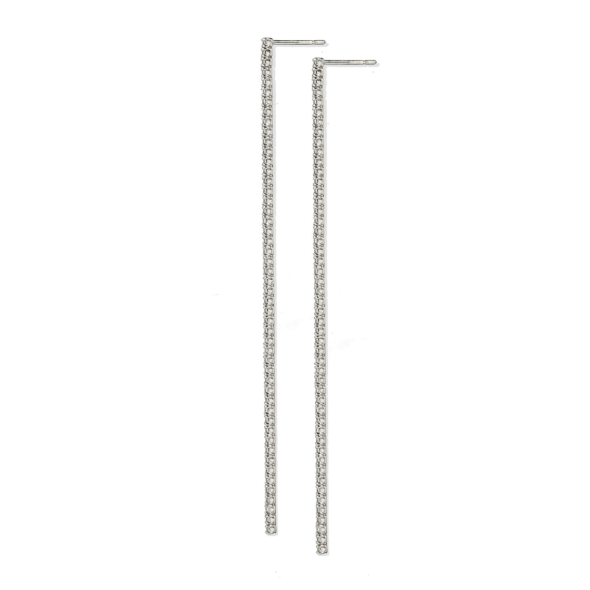 Thread White Gold and Diamond Drop Earrings