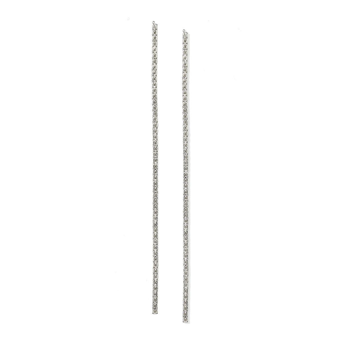 Thread White Gold and Diamond Drop Earrings