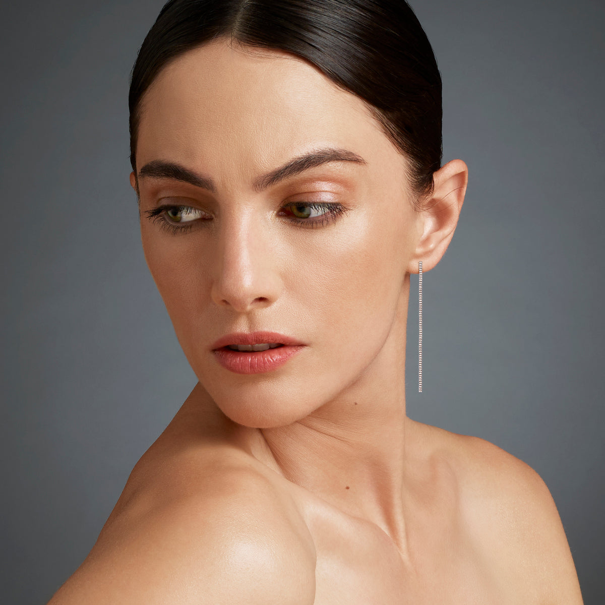 Thread White Gold and Diamond Drop Earrings