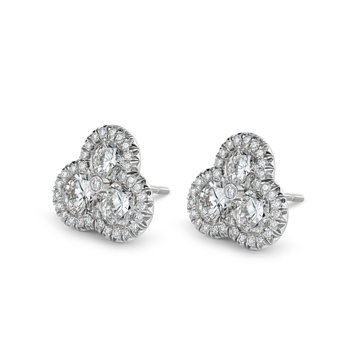 BESPOKE DIAMOND TREFOIL STUD EARRINGS