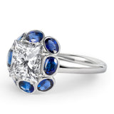 BESPOKE PRINCESS CUT ALORA RING WITH CEYLON SAPPHIRES