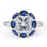 BESPOKE PRINCESS CUT ALORA RING WITH CEYLON SAPPHIRES