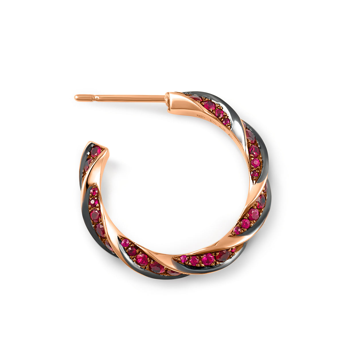 Vesper Mini Ruby and Rose Gold Hoop Earrings