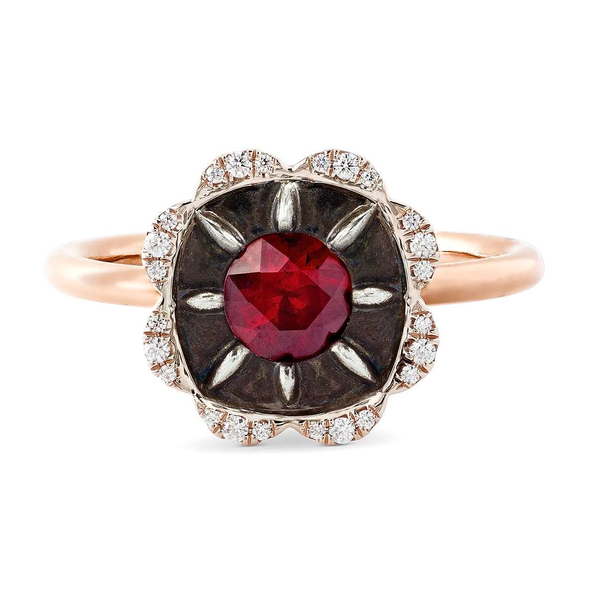 Collet Ophelia Ruby and Diamond Ring