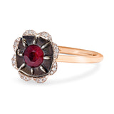 Collet Ophelia Ruby and Diamond Ring