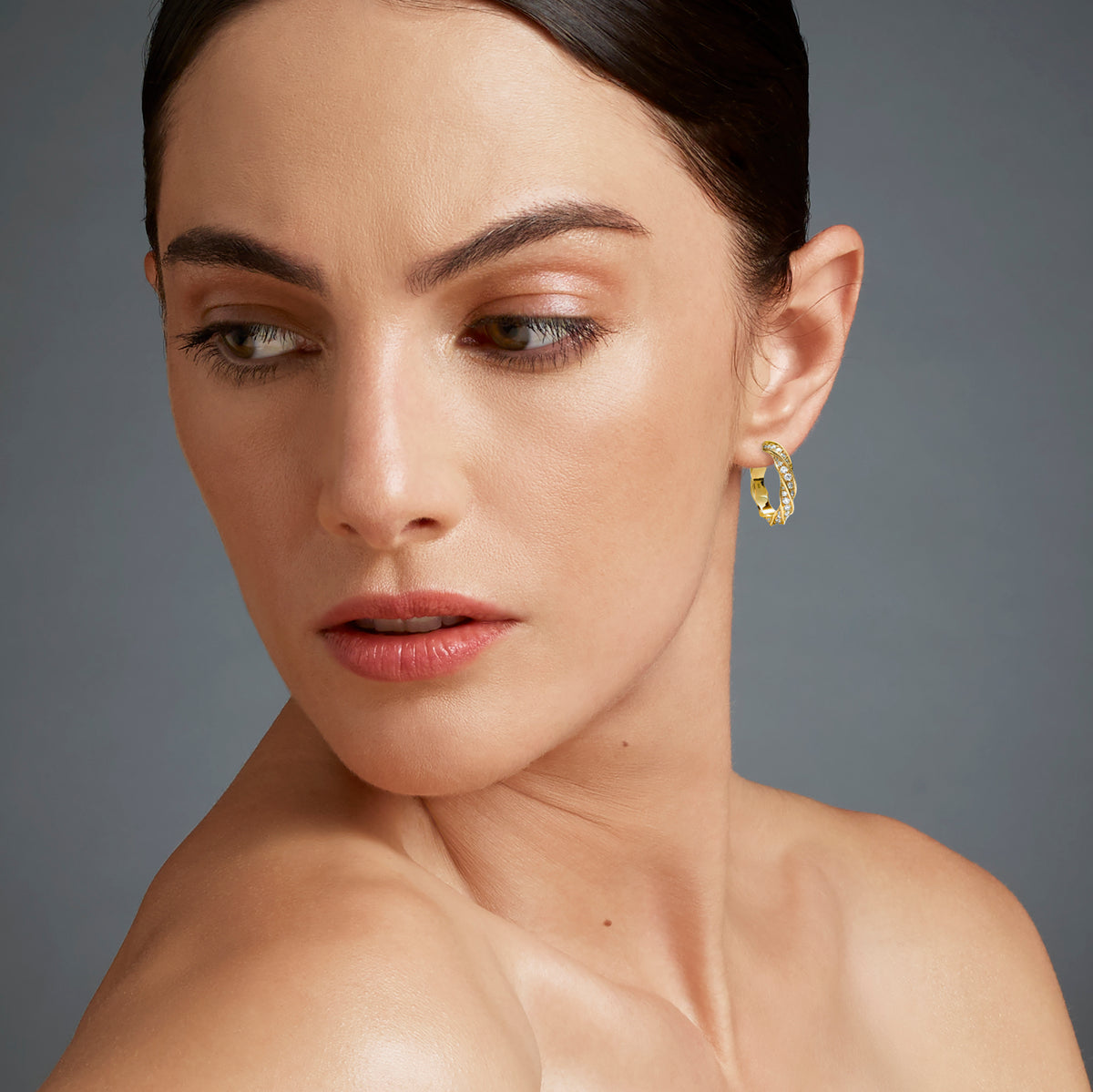 Vesper Mini Diamond And Gold Hoop Earrings