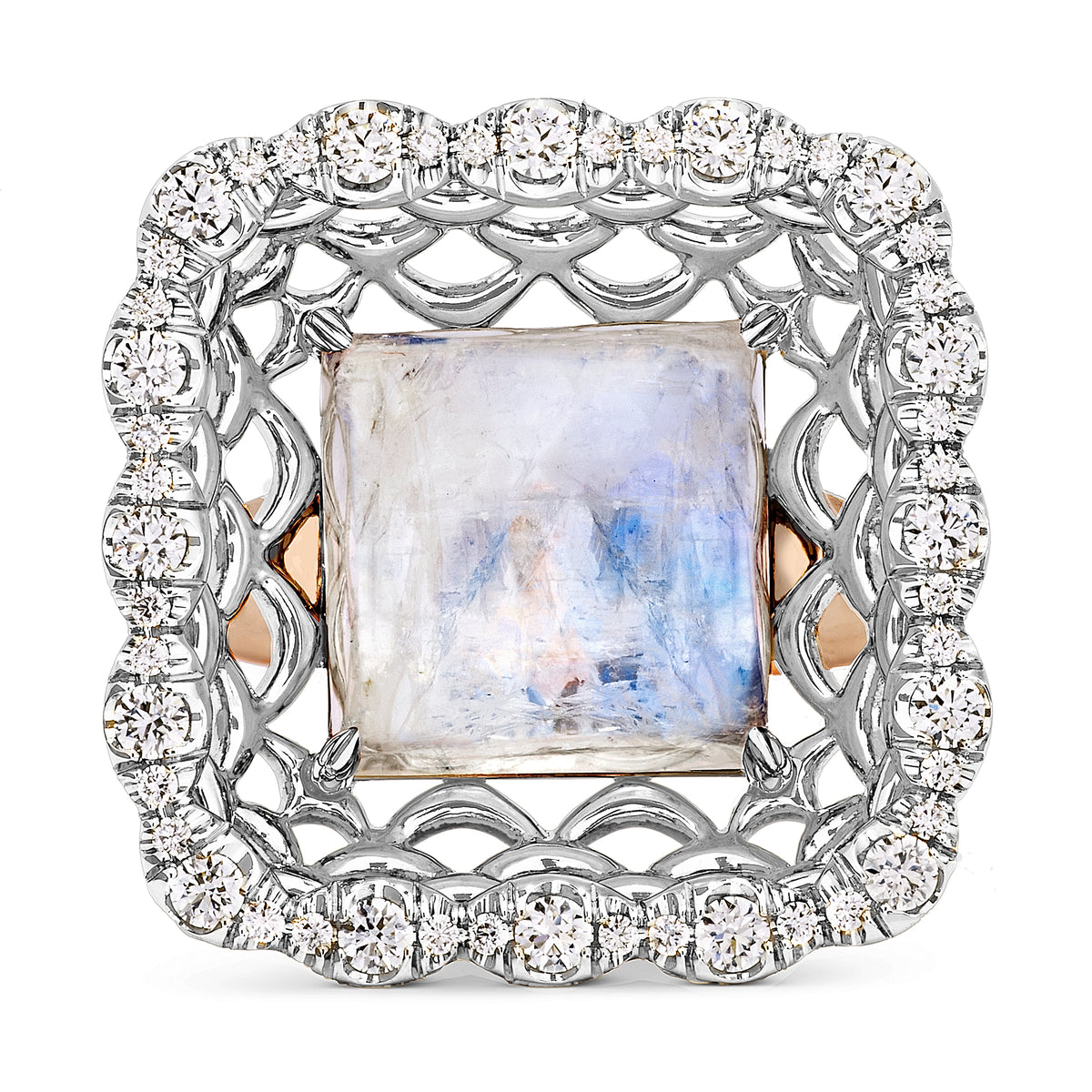 SELENE MOONSTONE AND DIAMOND COCKTAIL RING