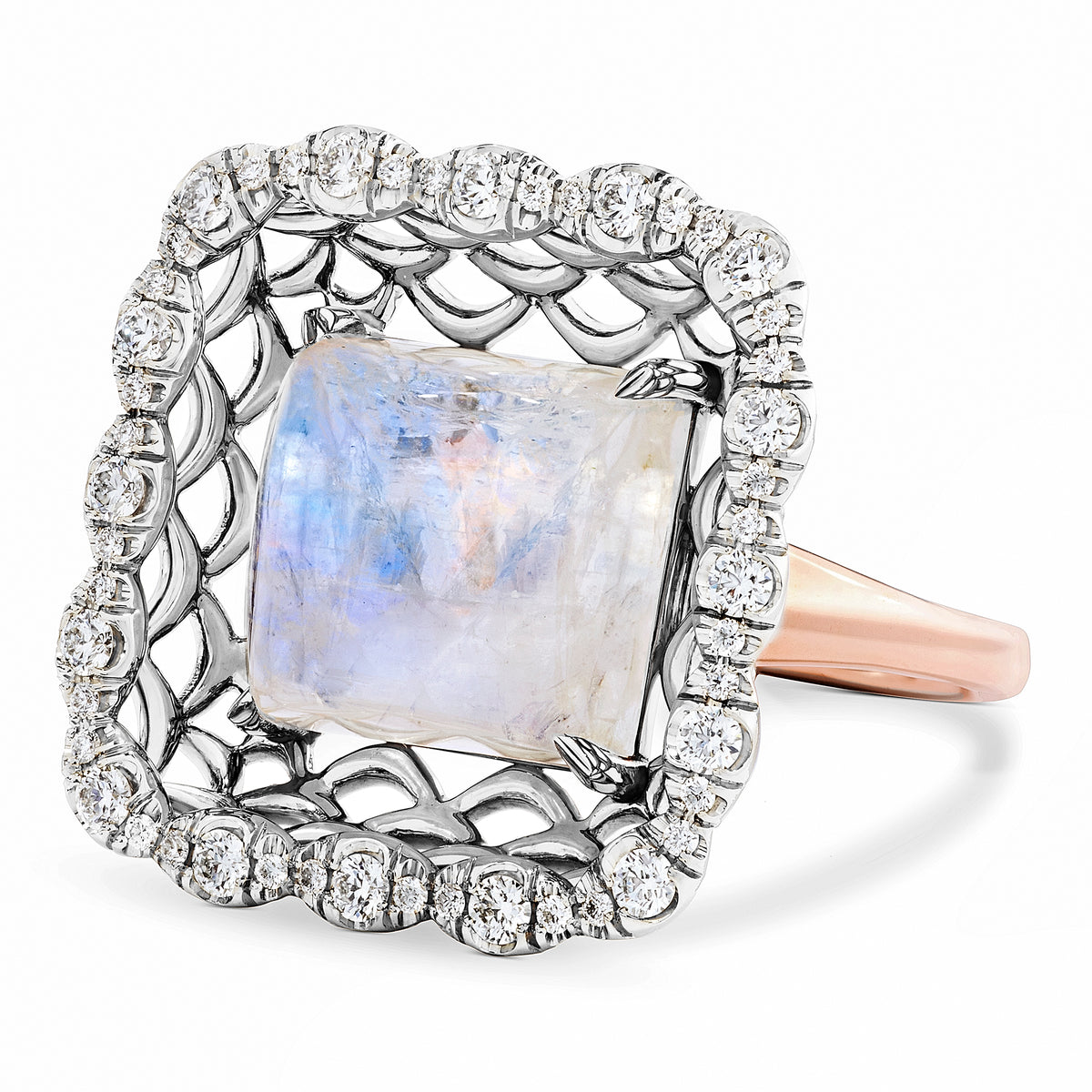 SELENE MOONSTONE AND DIAMOND COCKTAIL RING